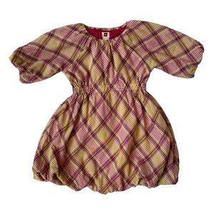 TEA Collection Purple Tan Plaid Bubble Bottom Dress Cotton Skirt Top